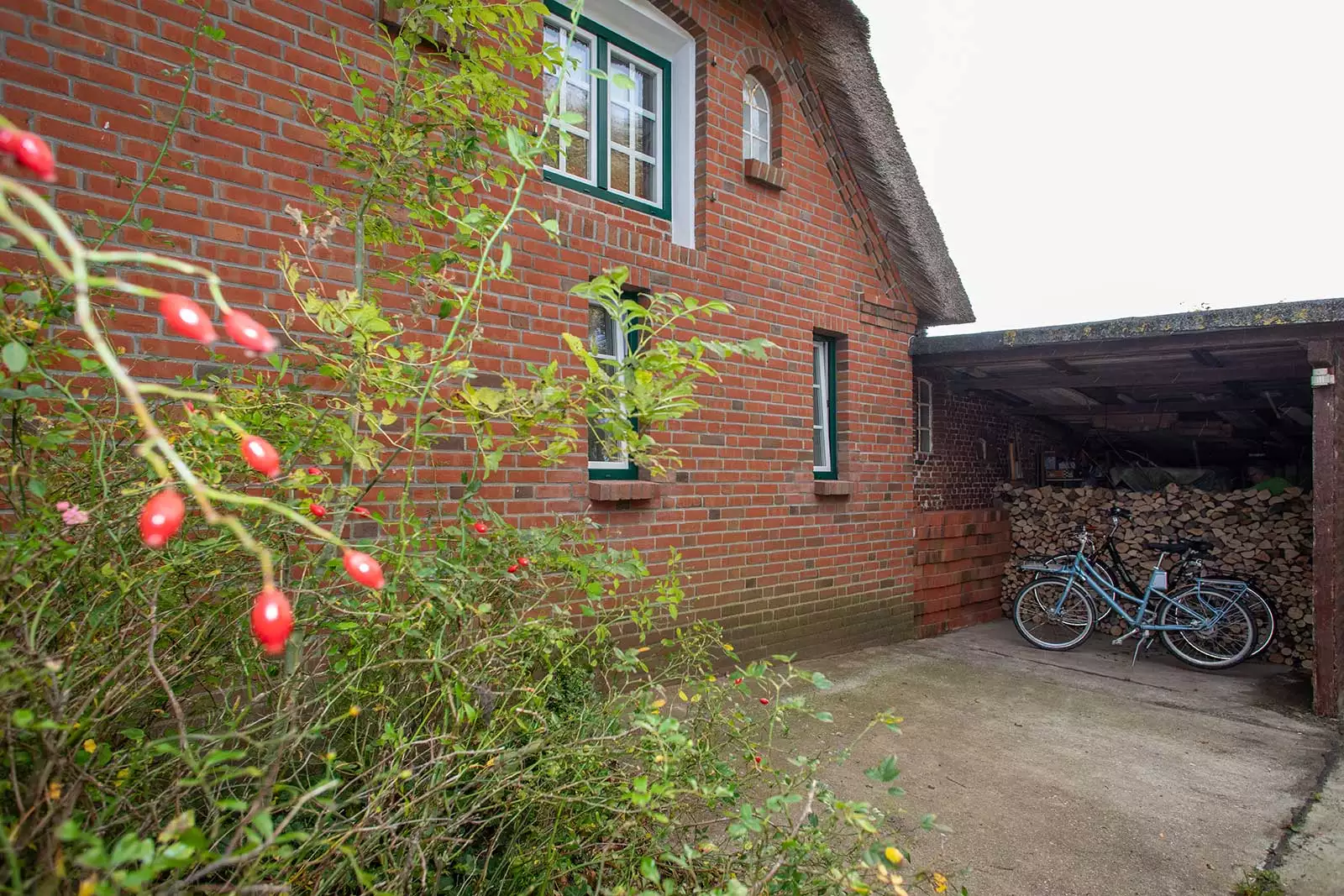 Ferienhaus Deichschlösschen mit Fahrradunterstellplatz und Holzschuppen